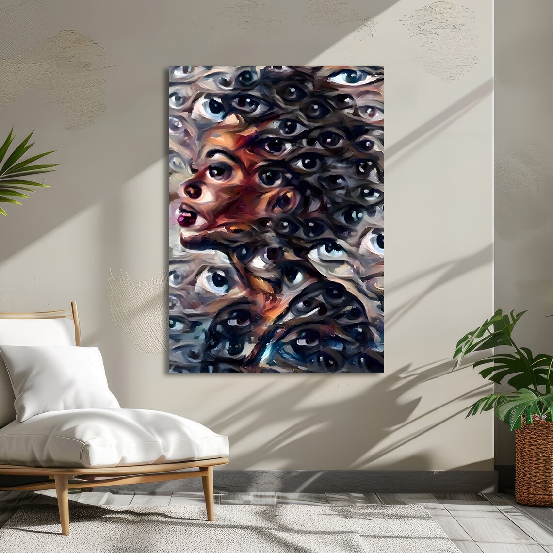 Surreal Woman Profile Surrounded By Hundreds Of Painted Eyes Art Poster - Image 5