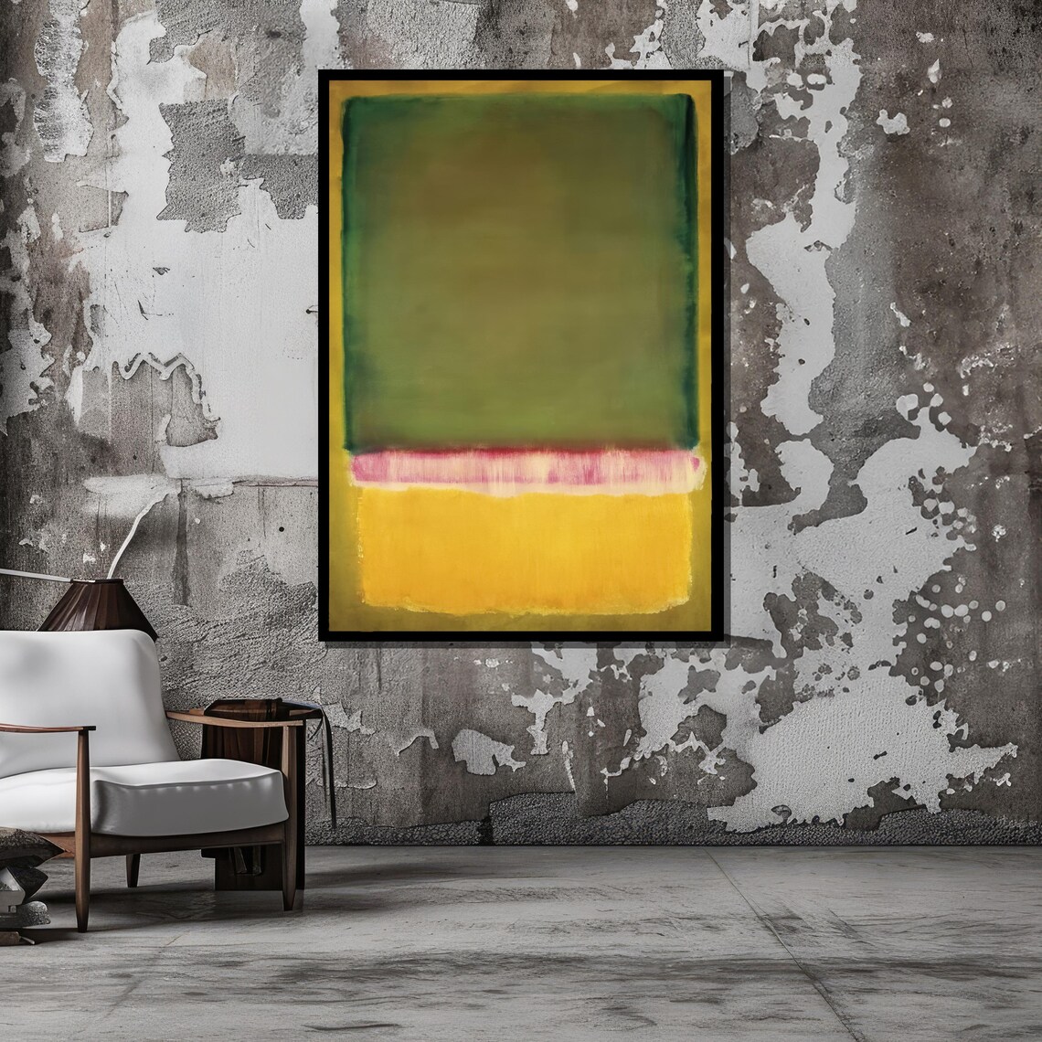 Green Yellow Pink Color Field Abstract Modern Art Gallery Poster - Image 5