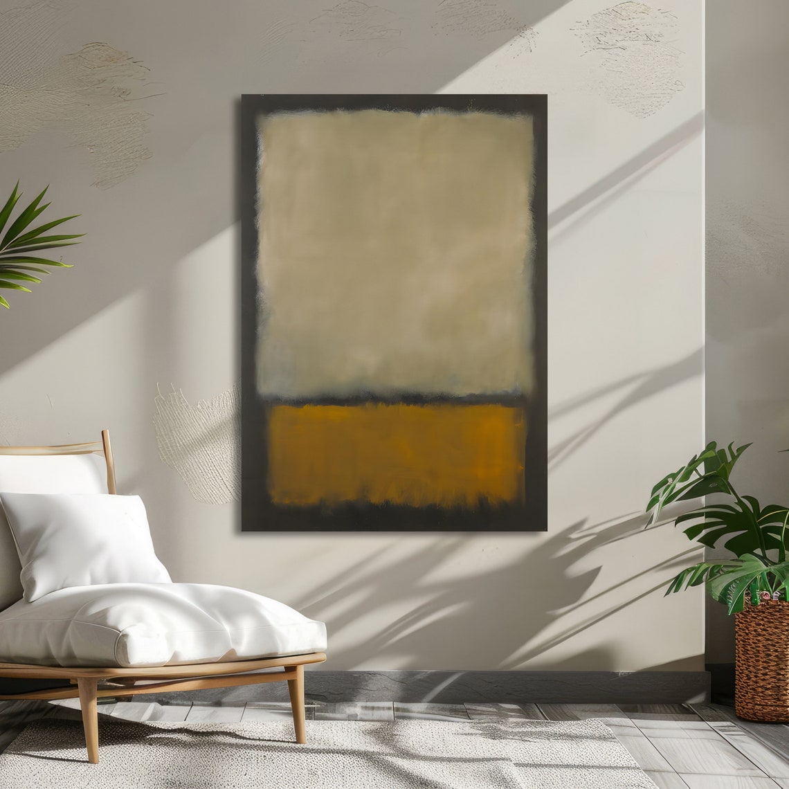 Warm Golden Yellow and Teal Grey Rothko Style Abstract Poster - Image 6