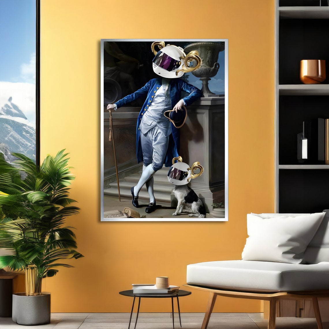 Renaissance Nobleman in Space Helmet Surreal Futuristic Poster - Image 2