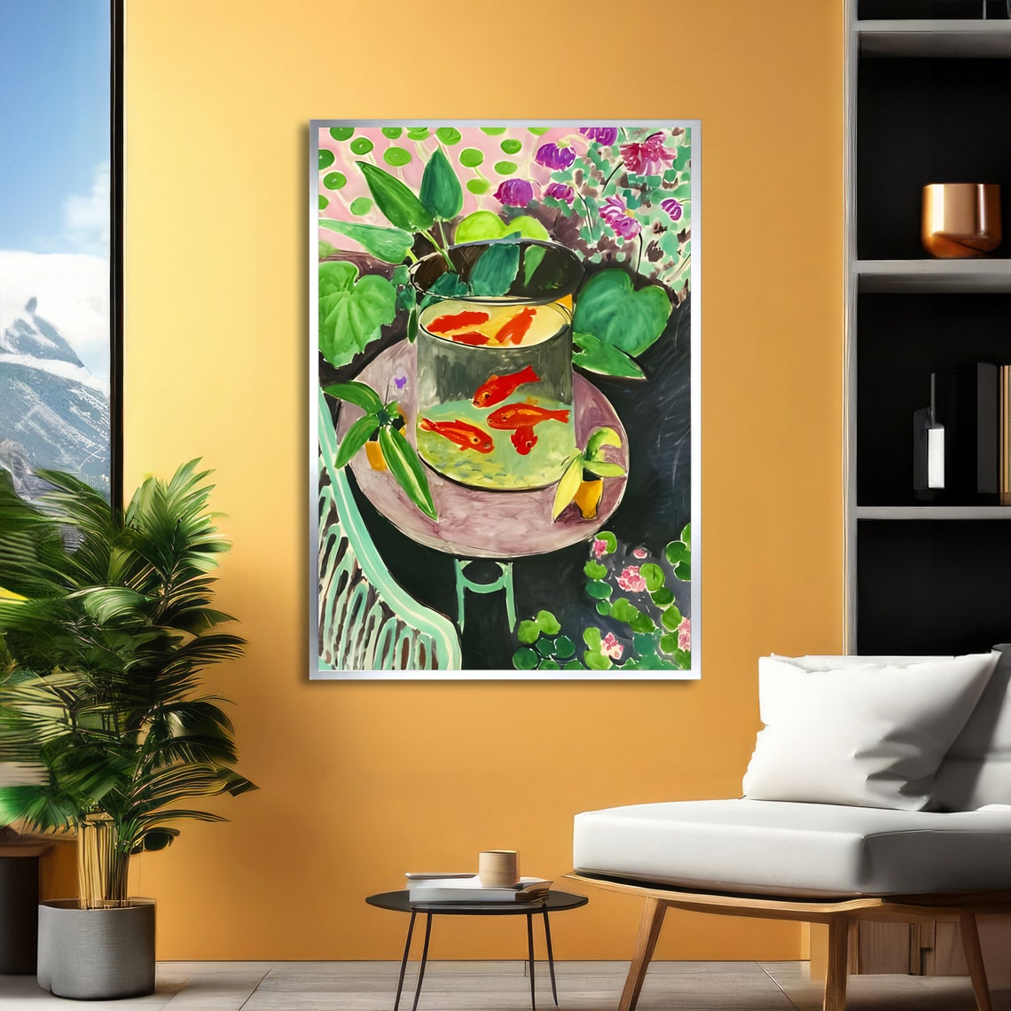 Matisse Goldfish Red Fish in Bowl Among Lush Greenery Poster - Image 4
