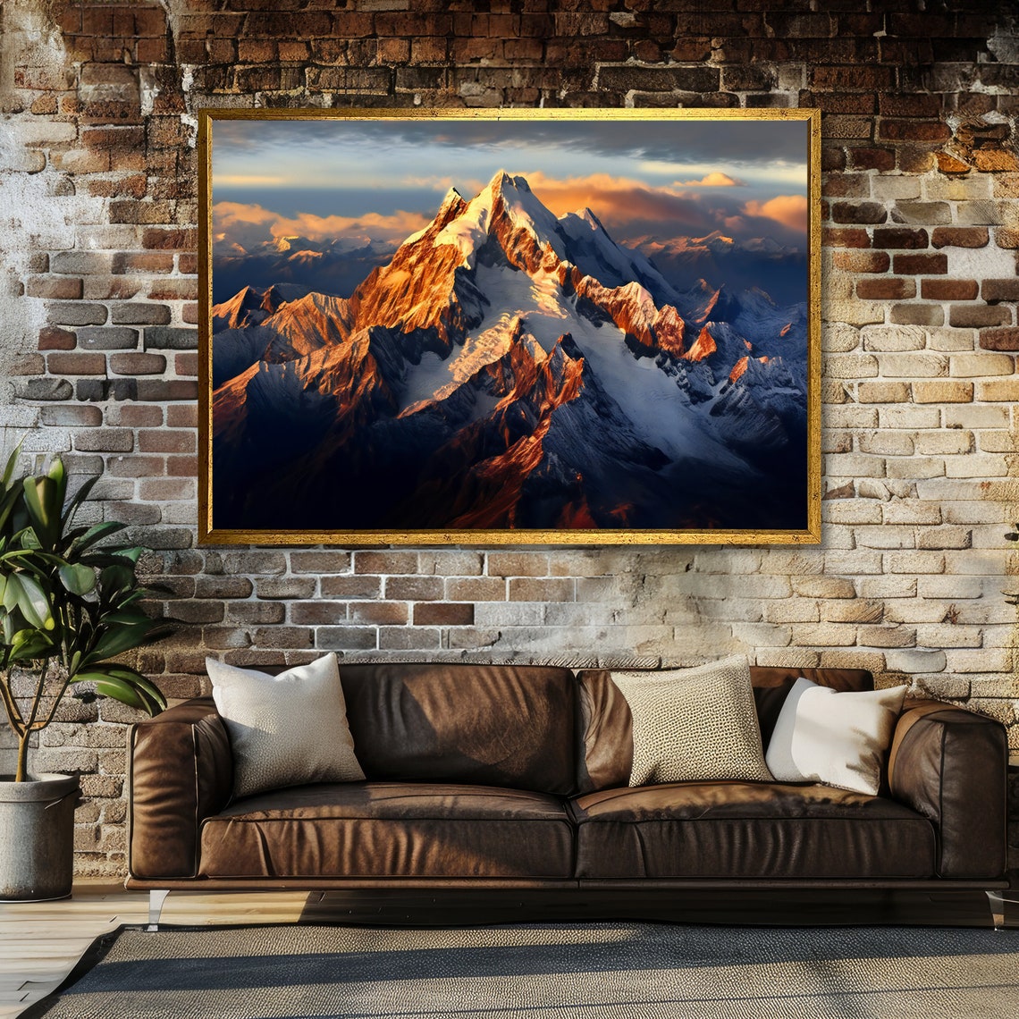 Himalayan Sunset Majesty Mountain Landscape Art Sunset Peak Painting Ready To Hang - Image 5