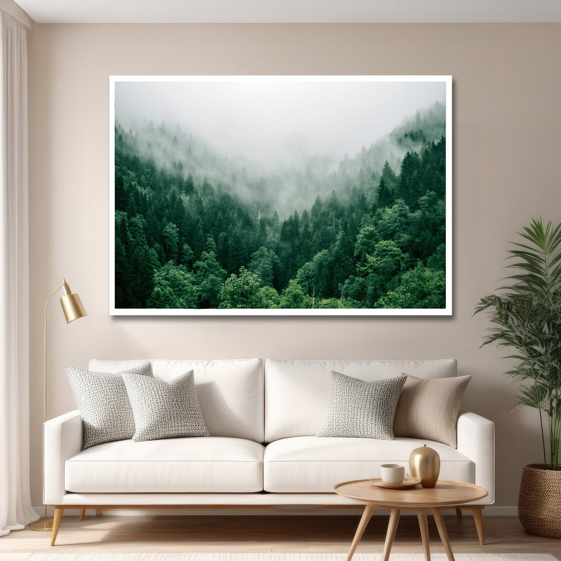 Enchanted Forest Mist Serene Nature Art Misty Forest Landscape Ready To Hang - Image 6