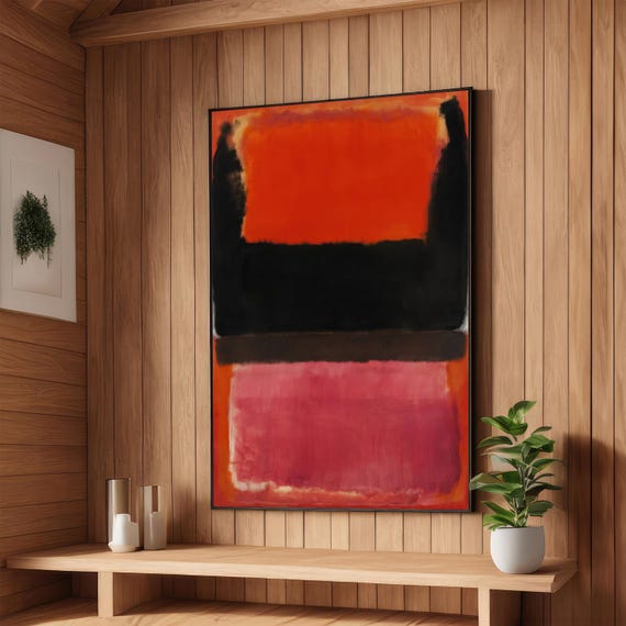 Abstract Rothko Inspired Color Field Bold Black And Red Orange Modern Wall Art Contemporary Minimalist Art Print Ready To Hang
