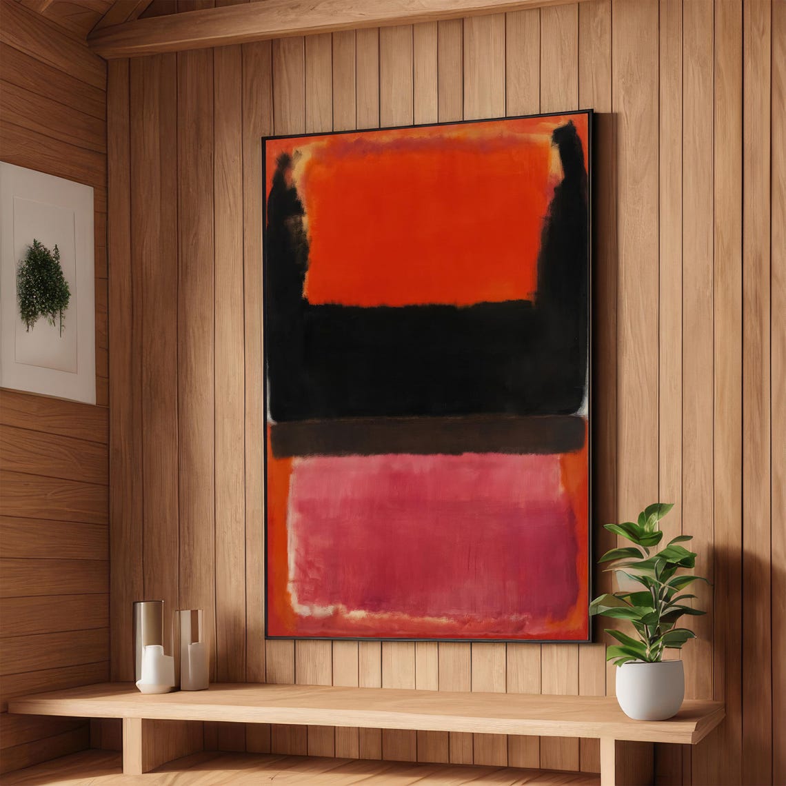 Abstract Rothko Inspired Color Field Bold Black and Red Orange Poster