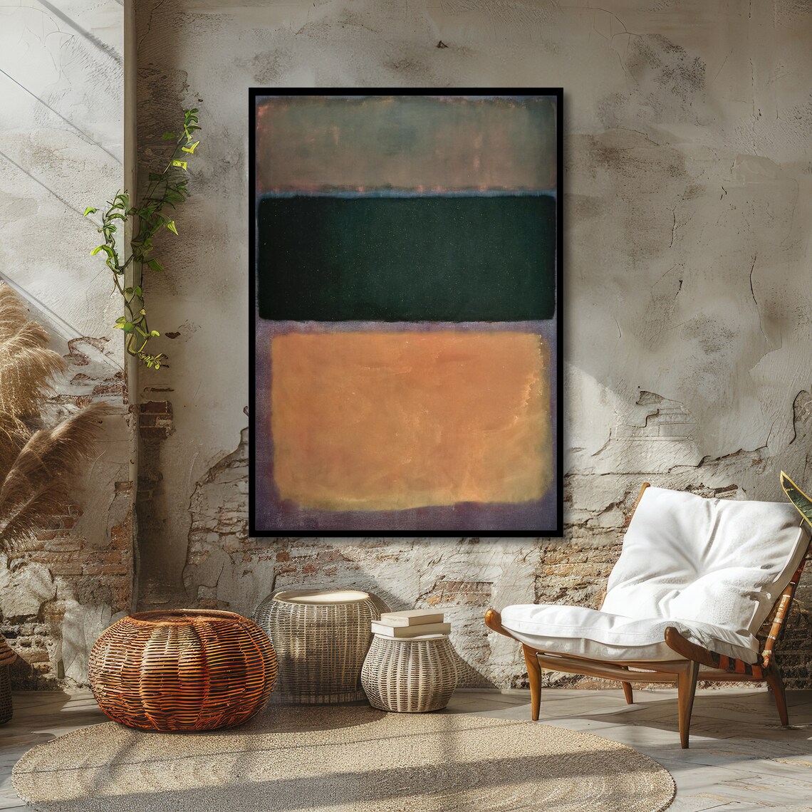Earthy Green and Orange Rothko-Inspired Color Field Art Poster - Image 4