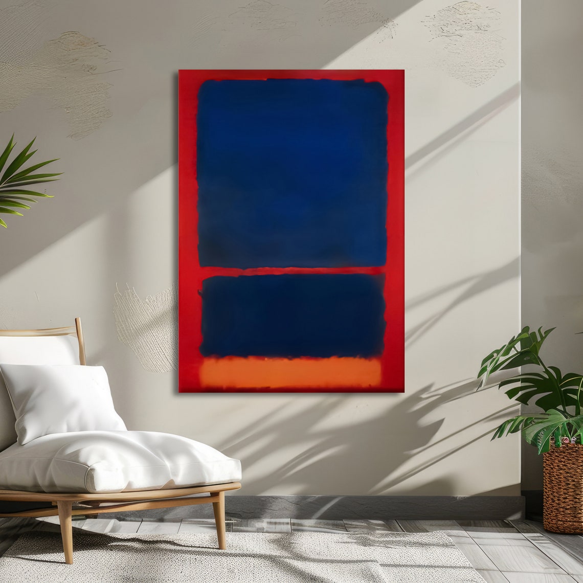 Bold Blue And Red Abstract Rothko Inspired Artwork Vibrant Wall Art Ready To Hang - Image 5