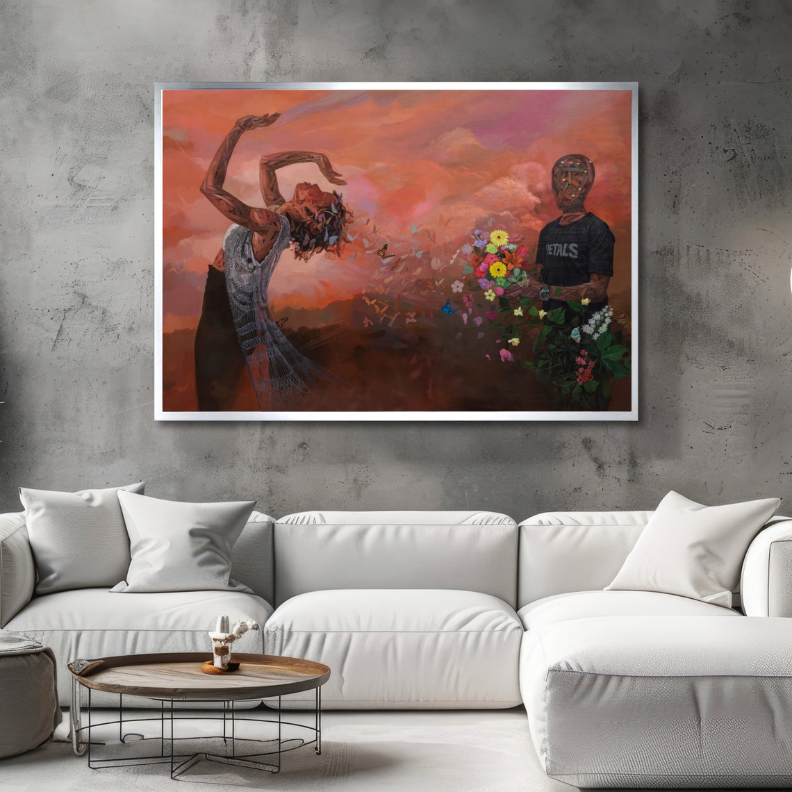 Fading Embrace Couple Sunset Surreal Romantic Love Art Poster - Image 2