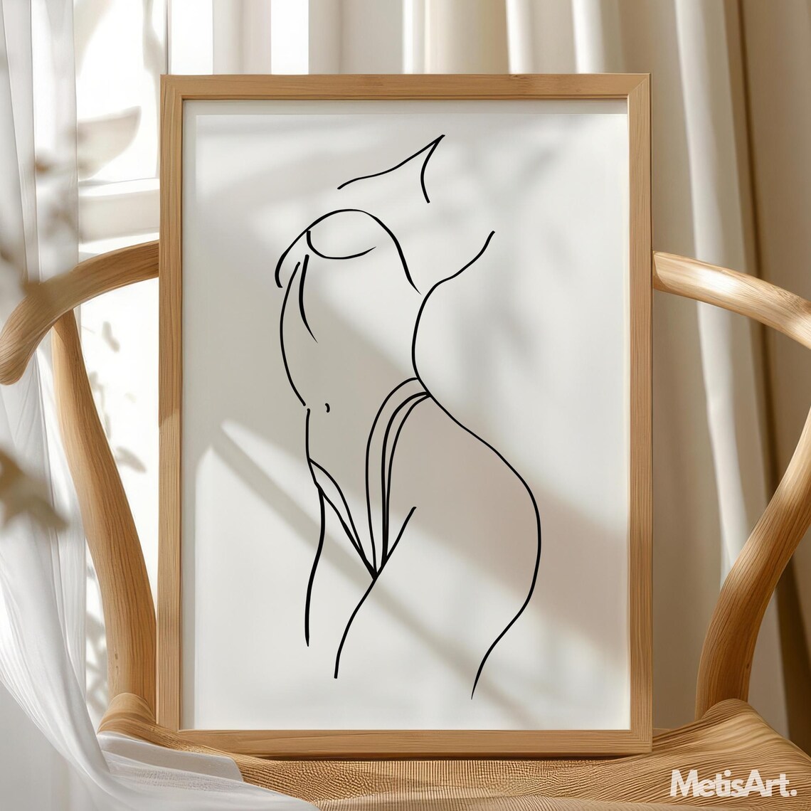 Woman Body Line Art Print, Minimal Nude Figure