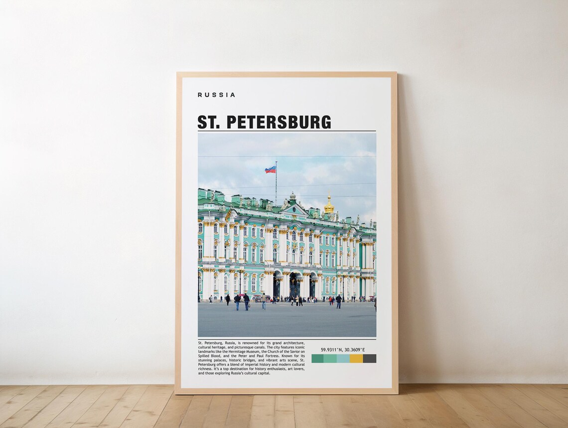 Saint Petersburg Russia Hermitage Palace Photo Travel Poster