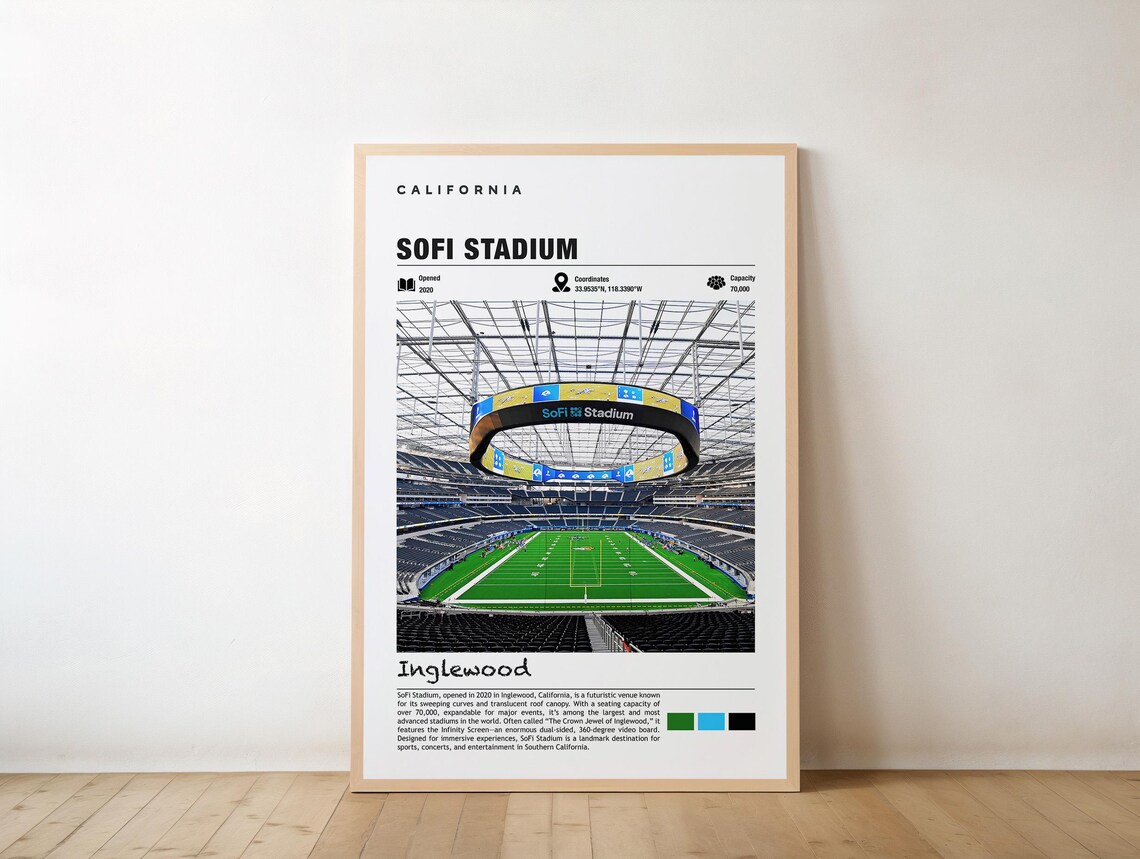 Sofi Stadium Inglewood Views Modern Arena Travel Poster
