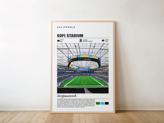 Sofi Stadium Inglewood Views Modern Arena Travel Poster