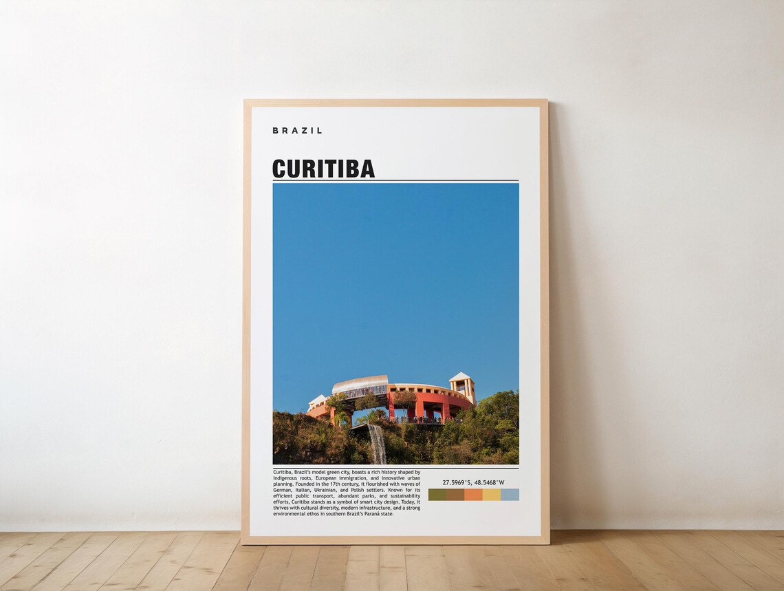 Curitiba Brazil Botanical Garden Tower Landmark Travel Poster