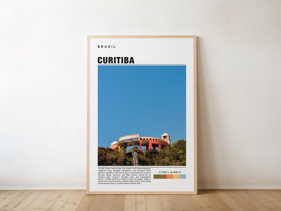 Curitiba Print Brazil Poster Travel Wall Art Scenic View Botanical Garden Modern Architecture Green Spaces Urban Charm