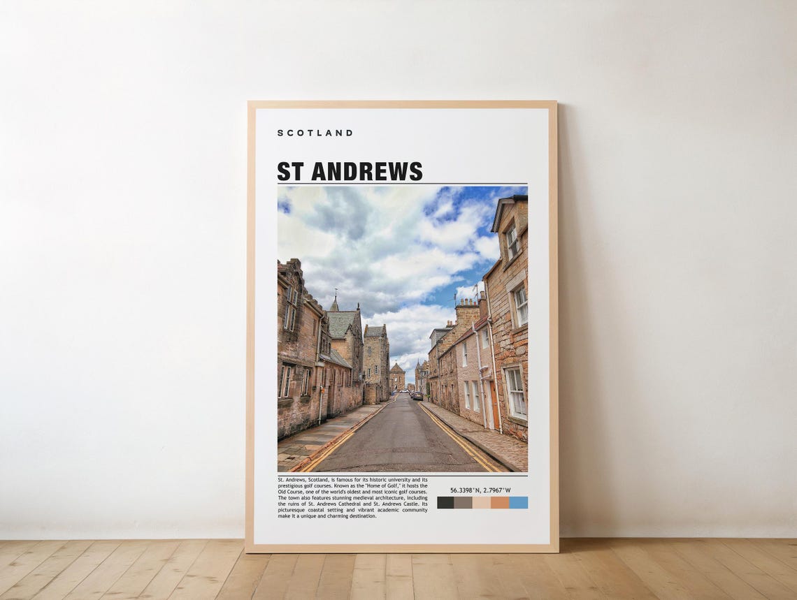 St Andrews Scotland Historic Street Old Town City Travel Poster