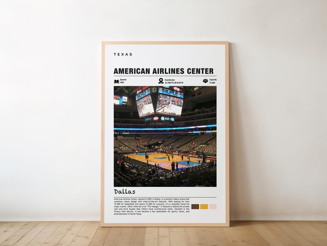 Airlines Center Print Texas Poster Dallas Views Arena Art City Charm Aac Beauty Sports Venue Urban Scene