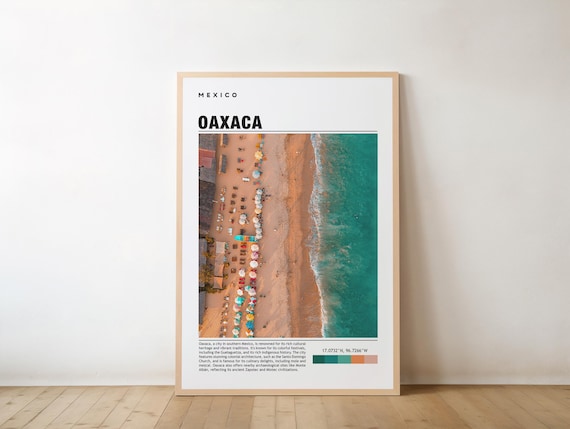 Oaxaca Mexico Aerial Beach Travel Print Tropical Coastline Photo