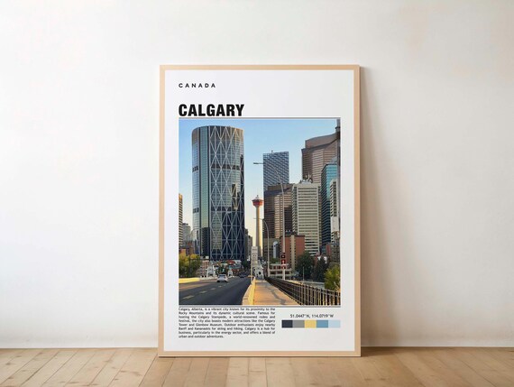 Calgary Canada Downtown Skyline With Bow Tower and Calgary Tower Poster