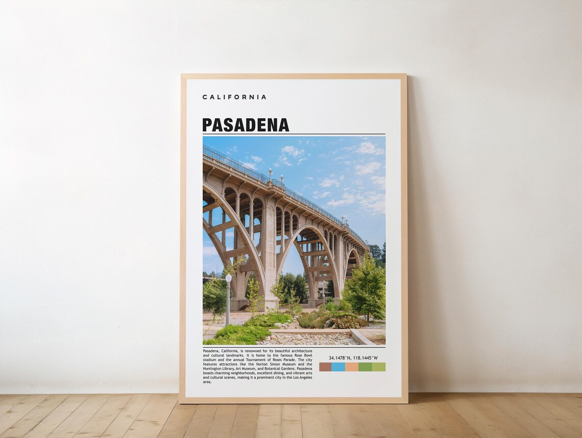 Pasadena California Historic Bridge Arches Photography Travel Poster