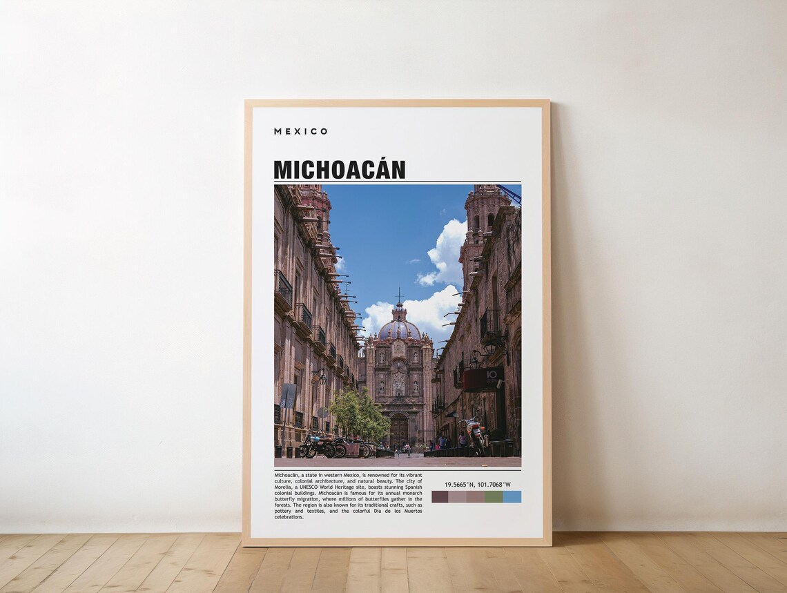 Michoacan Print Mexico Poster Wall Art Travel Artwork