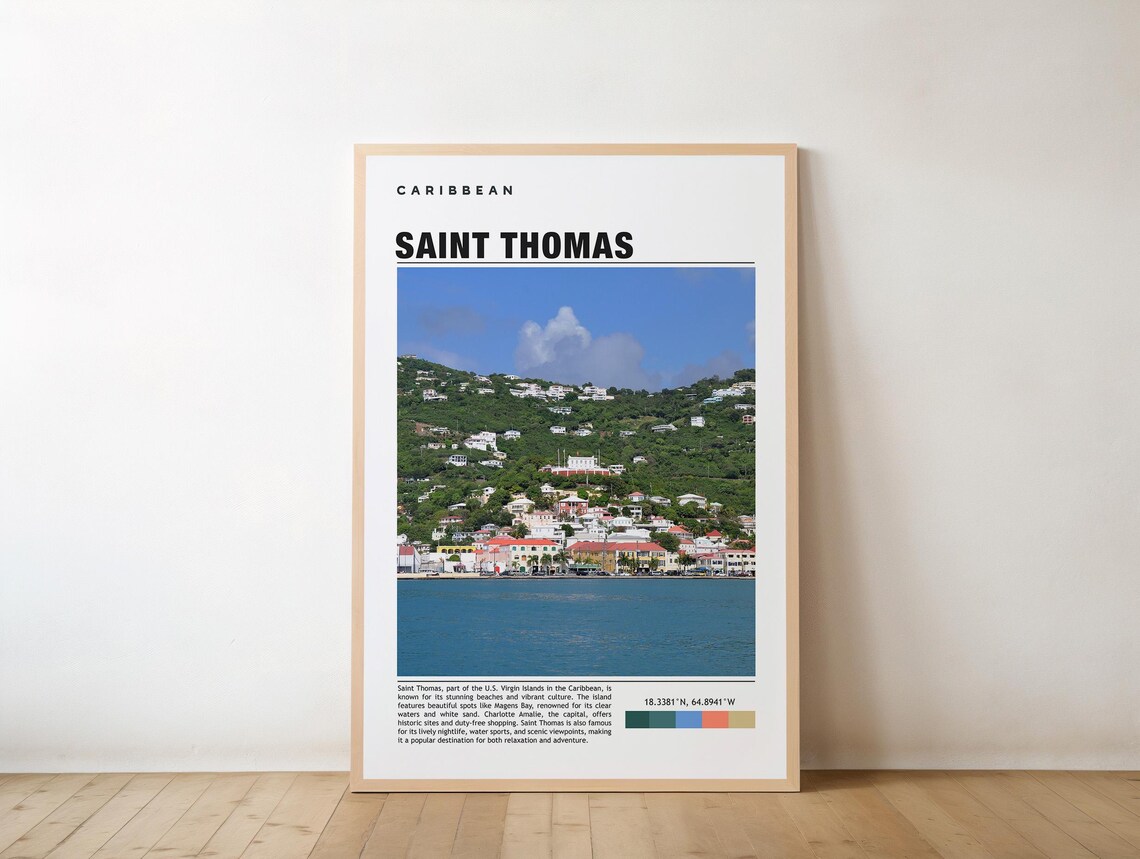 Saint Thomas Print Travel Poster Wall Art Photo Caribbean