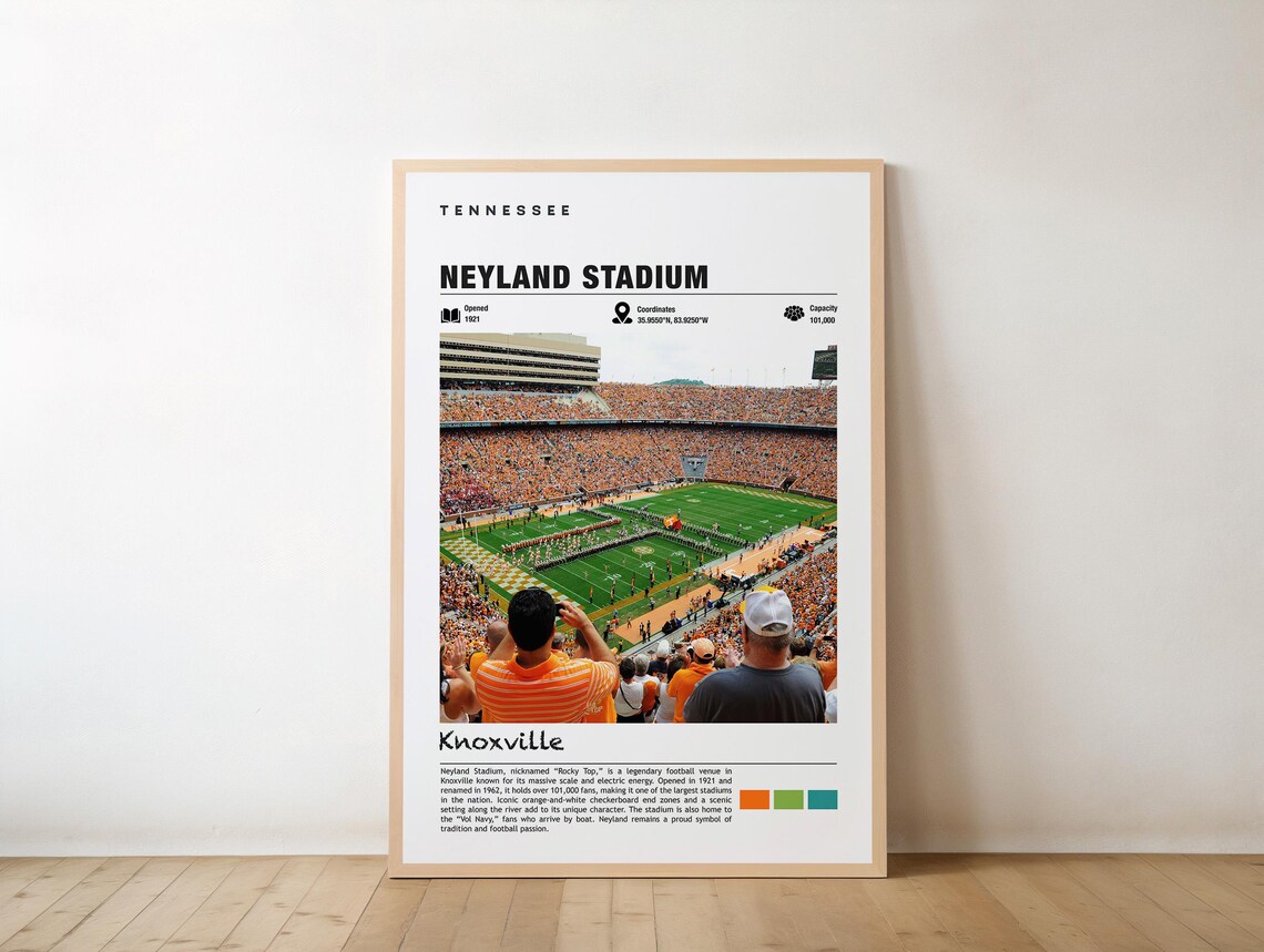 Legendary Neyland Stadium Knoxville Football Game Day Sports Poster