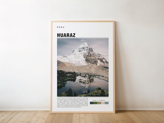 Huaraz Peru Snowcapped Andes Peak Reflected in Alpine Lake Poster