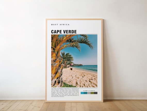 Cape Verde Island Tropical Beach Palm Trees Photo Travel Poster