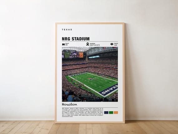 Nrg Stadium Print Texas Poster Houston Views Art Bayou City Charm Beauty Sports Venue Urban Scene
