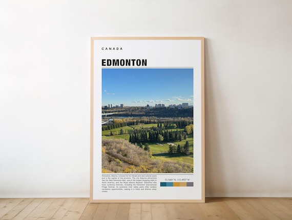 Edmonton Canada City Skyline River Valley Parkland Urban Travel Poster
