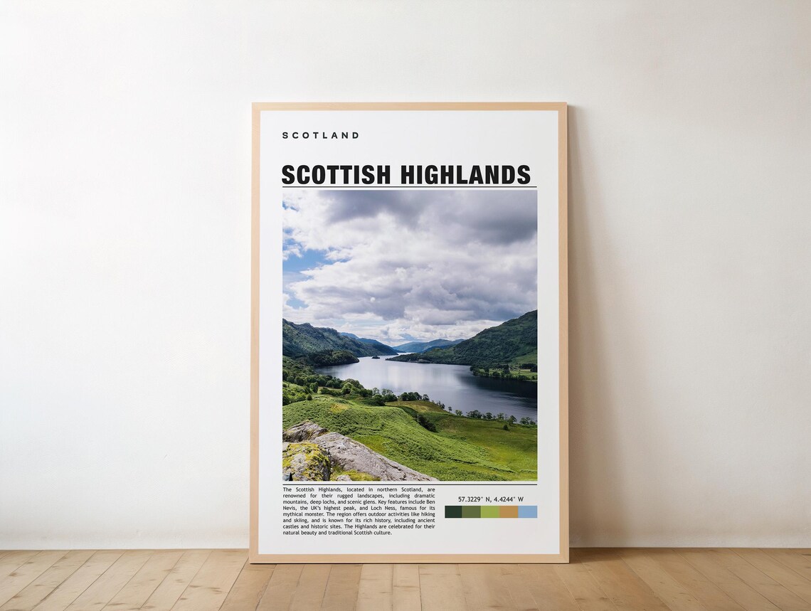Scottish Highlands Scotland Loch and Hills Travel Photography Print