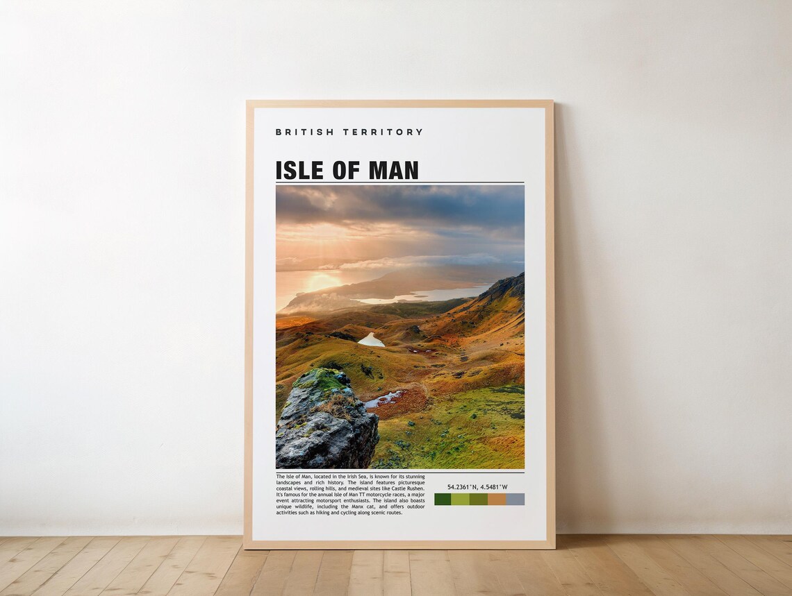 Isle Of Man Sunrise Hills Rugged British Territory Travel Poster