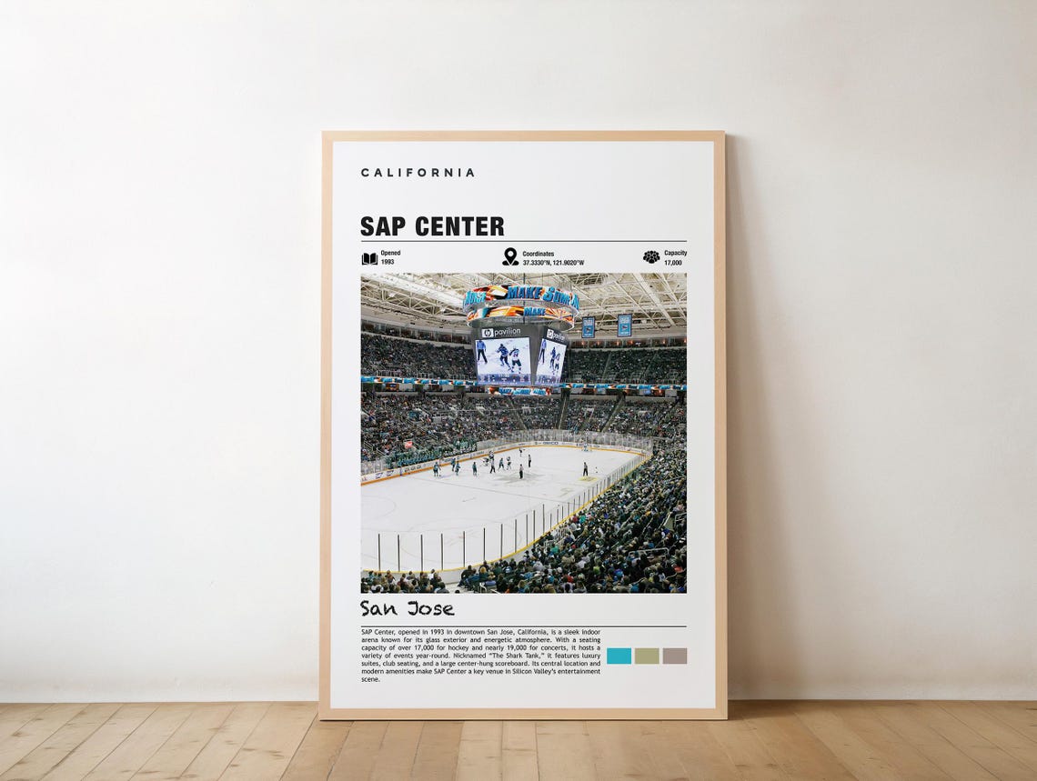 Sap Center Print Poster San Jose Views Arena Art Urban Charm Hockey Sports Venue City Landmark