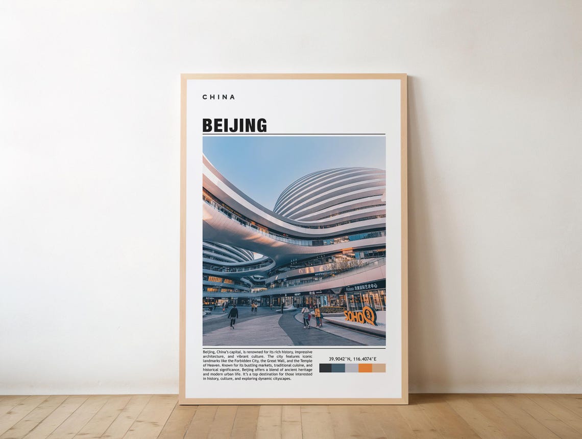 Futuristic Beijing Galaxy Soho Modern Architecture Travel Poster