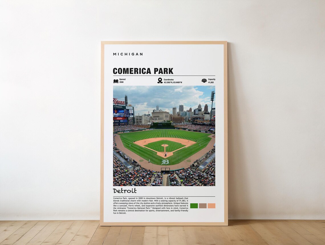 Comerica Park Michigan Detroit Landmark Art Print
