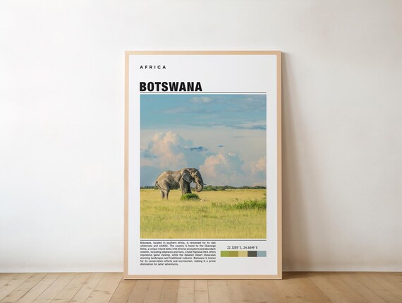 Botswana Africa Lone Elephant On Golden Savanna Safari Poster