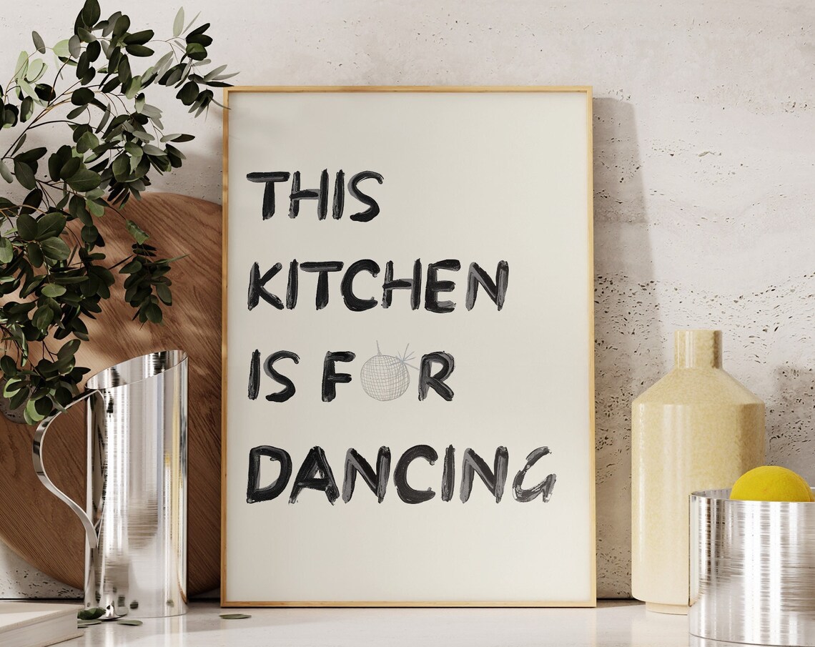 This Kitchen Is For Dancing Retro Disco Ball Art Print