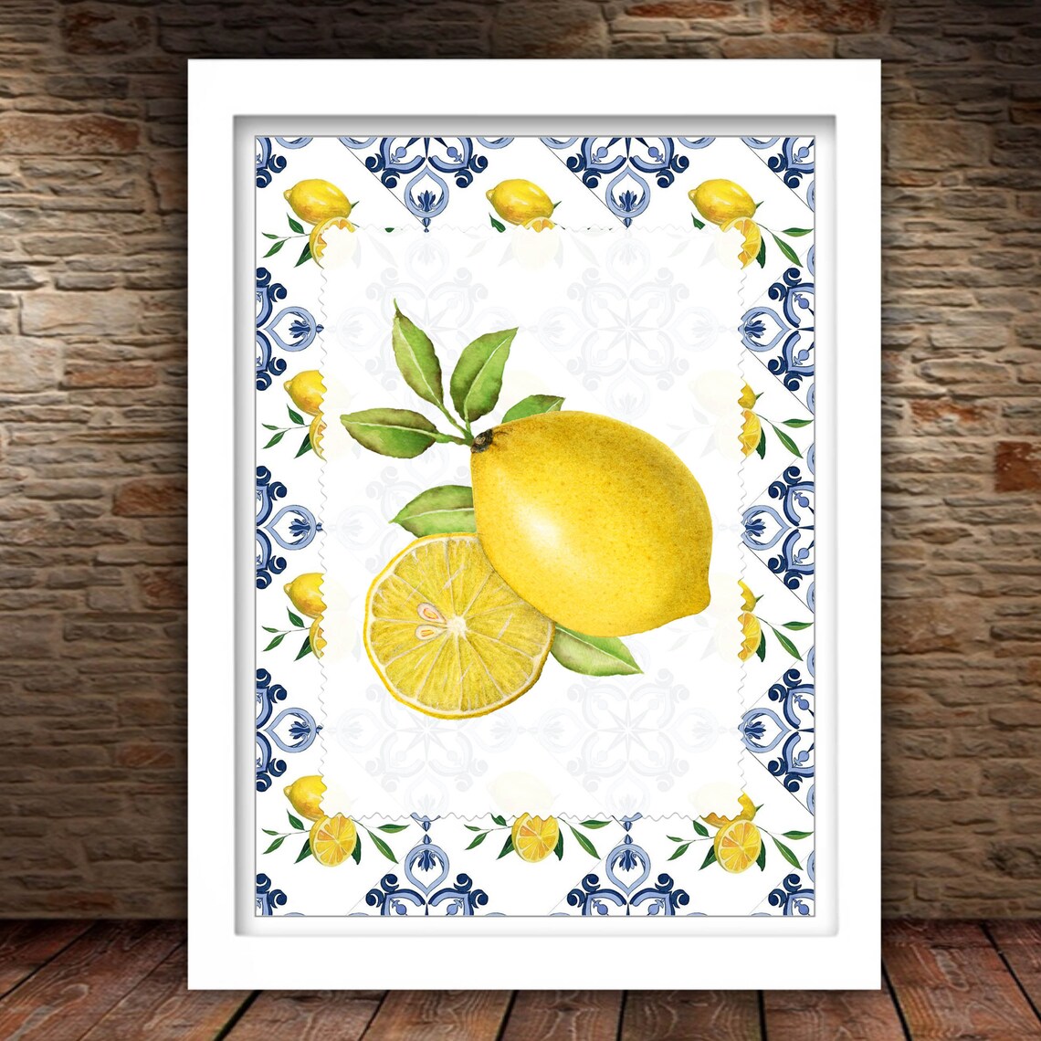 Lemons And Blue Tile Vintage Kitchen Sign - Image 2