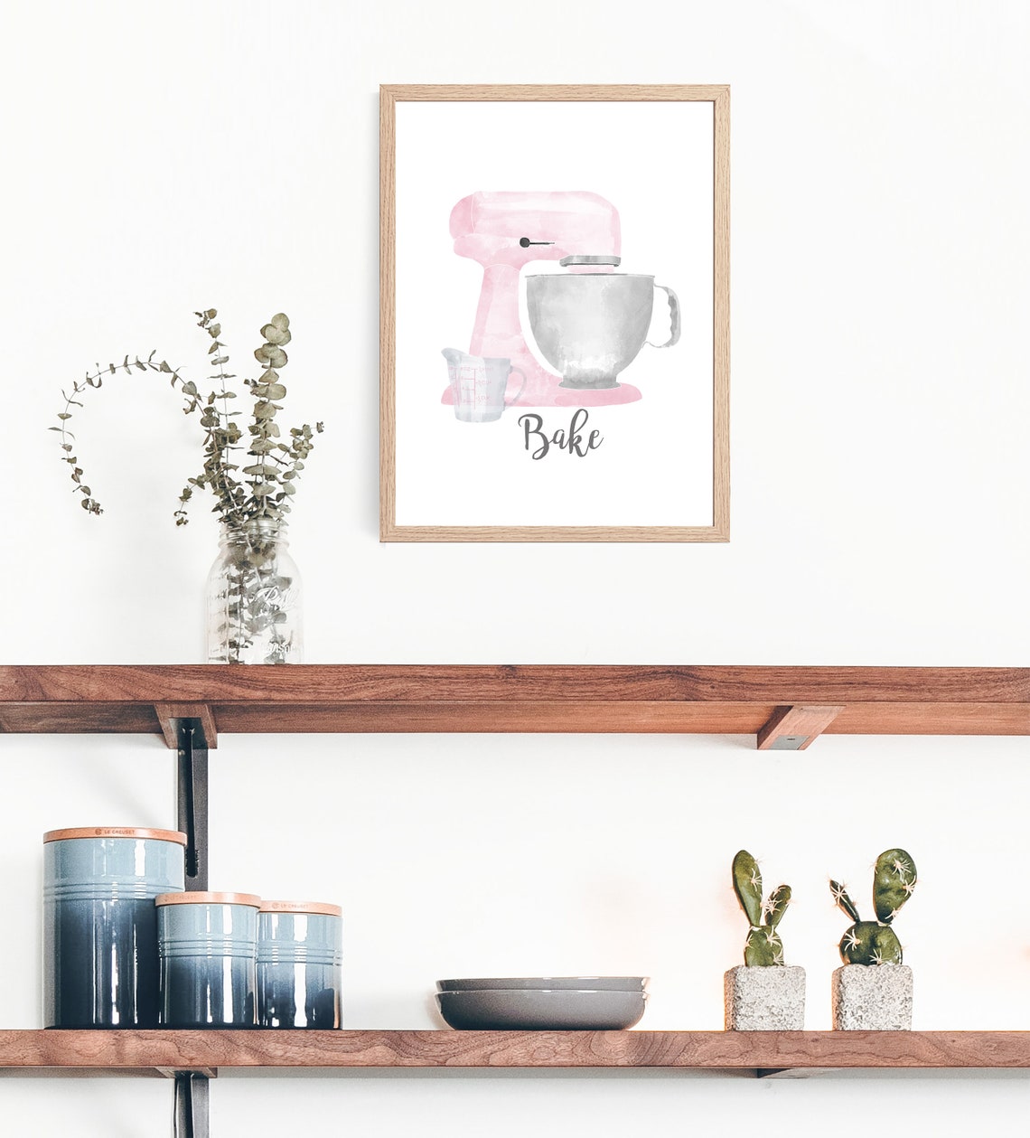 Pink Watercolor Stand Mixer Bake Script Kitchen Baking Poster - Image 3