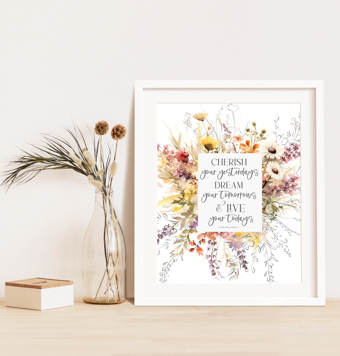Cherish Your Yesterdays Henry David Thoreau Wildflower Quote Poster - Image 9