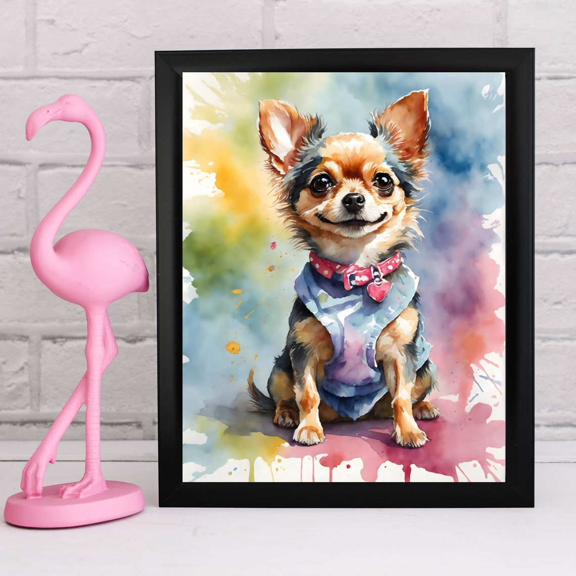 Chihuahua Watercolor Pet Portrait Painting Pet Watercolour Picture Pet Watercolour Portrait Pet Print Wall Art Print Animals - Image 3