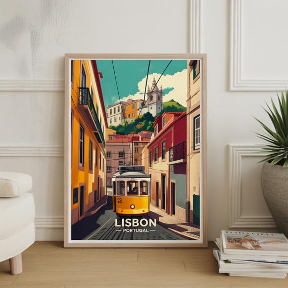 Lisbon Portugal Cityscape Poster Europe Adventure Wall Art Traveler Home Decor Wanderlust Gift
