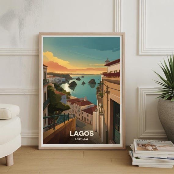 Lagos Portugal Travel Poster Vintagestyle City Illustration Scenic Wall Art Home Decor Gift For Travelers