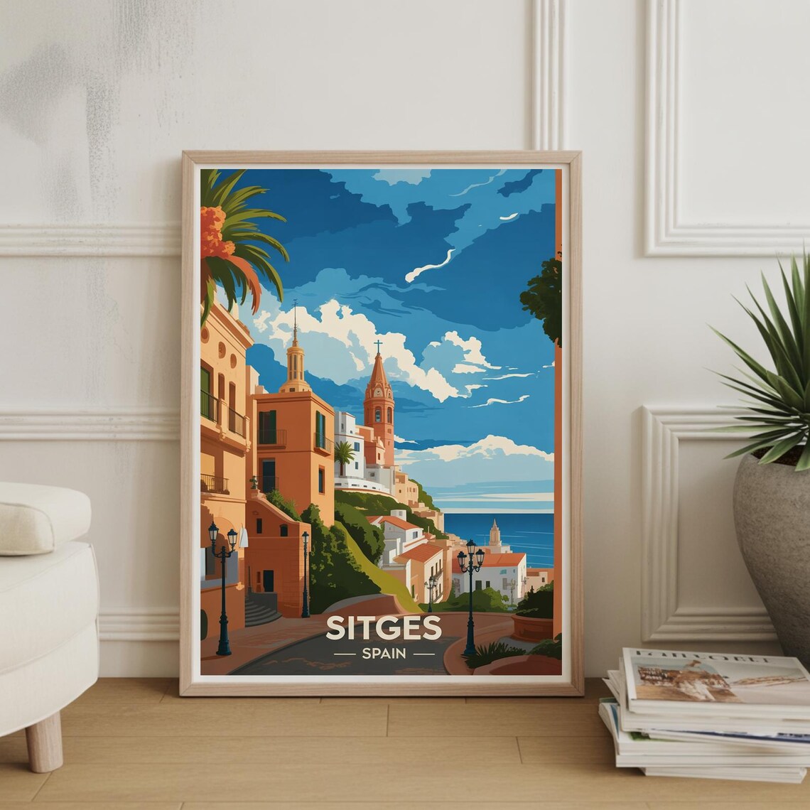 Sitges Spain Travel Poster, European Destination Art Print
