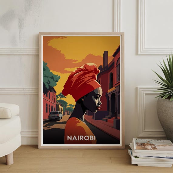Nairobi Travel Poster Vintage Style Wall Art Retro Print Home Office Decor African Safari Theme