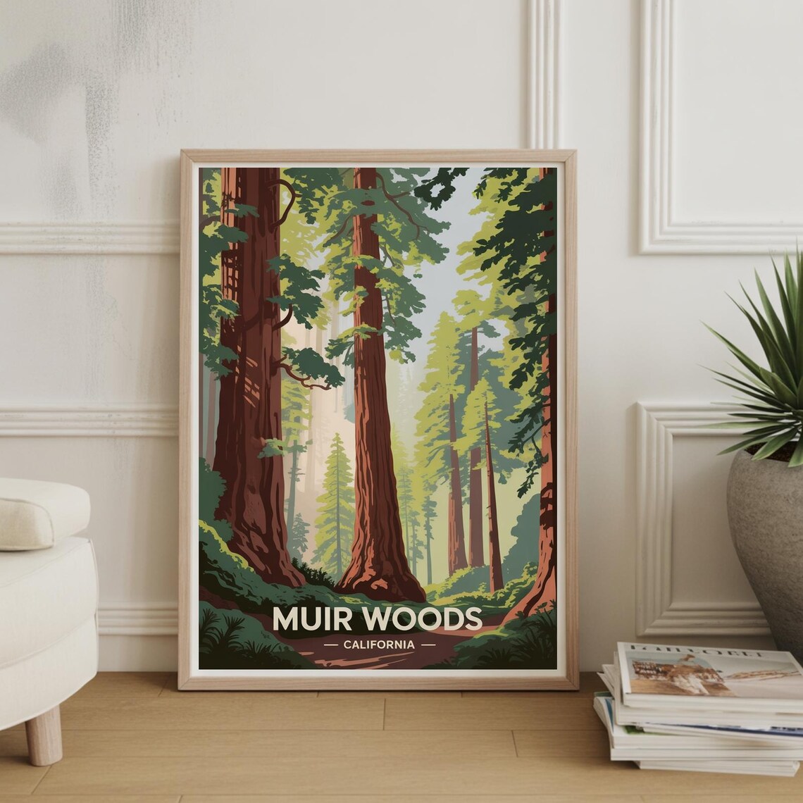 Muir Woods Travel Poster, Redwoods Nature Decor