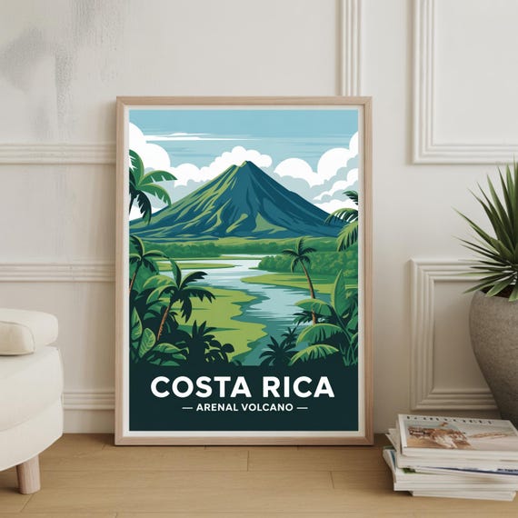 Arenal Volcano Costa Rica Poster Caribbean Travel Wall Art Home Dcor Gift For Enthusiasts