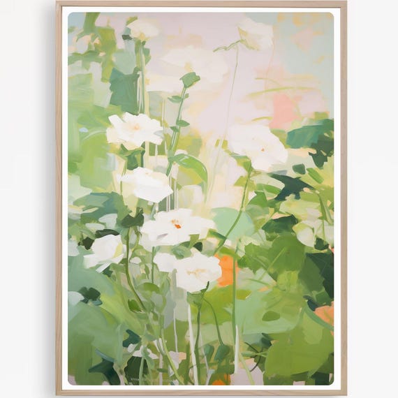 Abstract Floral Wall Art Botanical Print Modern Pastel Flower Artwork For Living Room Decor