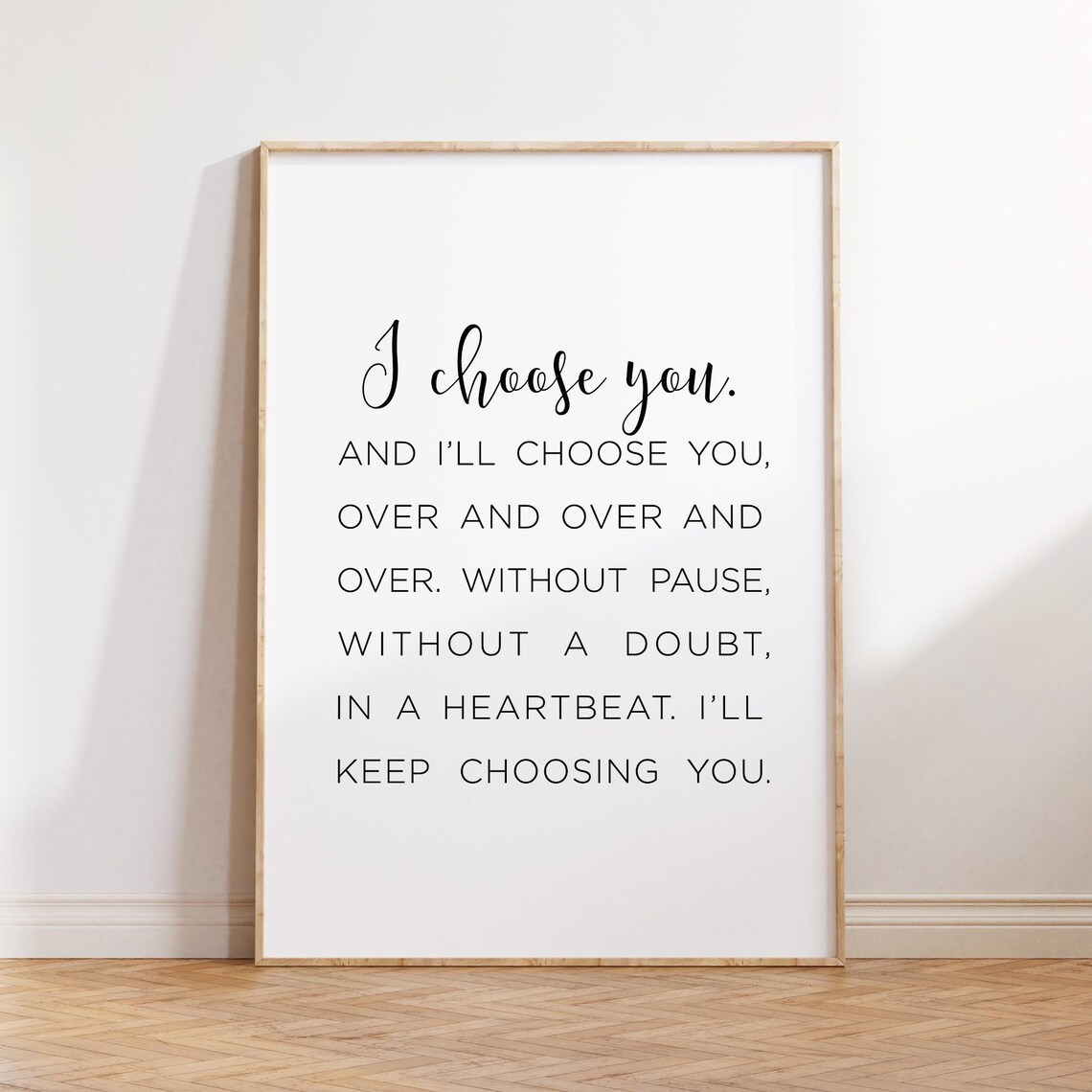 I Choose You Romantic Love Quote Couple Anniversary Wall Poster - Image 2