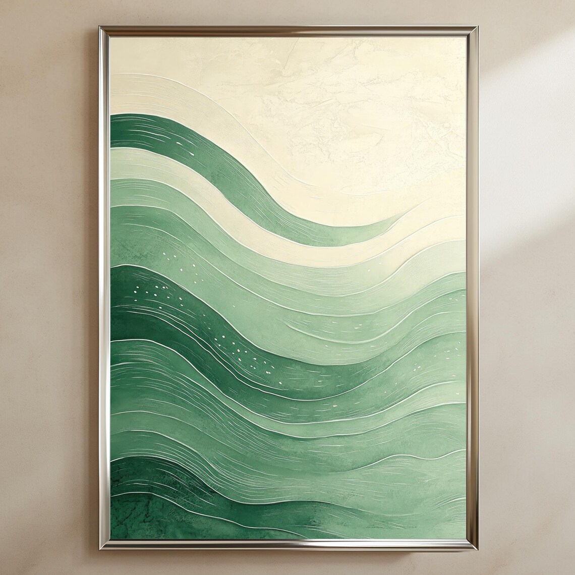 Harmonious Green Abstract Wave Art Print